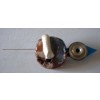 BROCHE 10 Pajaro pico azul metal y cerámica baja temp