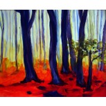bosque con suelo en rojo