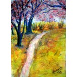 camino bajo almendros