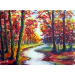 Paisaje en rojo con arroyo