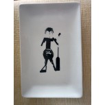 MUJER GUERRERA EN BANDEJA -SERIGRAFÍA ÚNICA