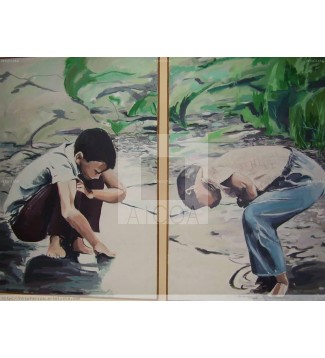 niños en el barro