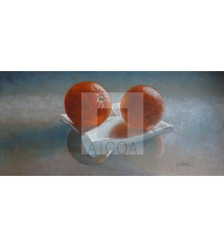 2011 Dos naranjas sobre cristal
