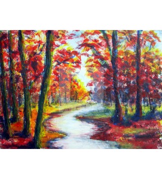 Paisaje en rojo con arroyo