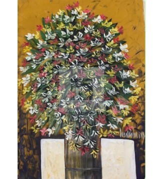 FLORAL VERTICAL EN OCRE 