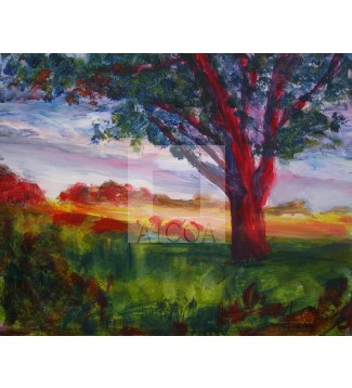 atardecer con árbol