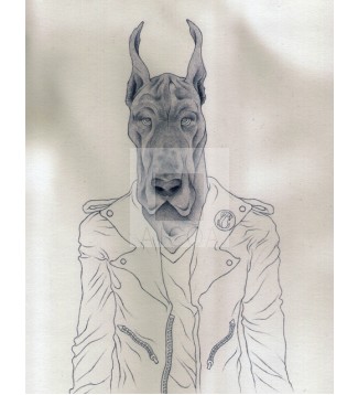 Estudio boceto para Elvis el perro