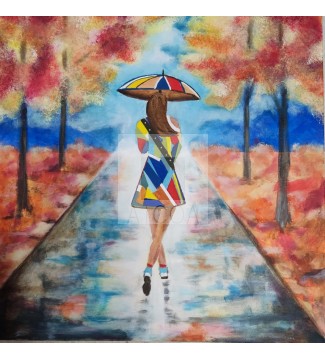 ELLA SIGUE CON SU PARAGUAS, AUNQUE DEJO DE LLOVER