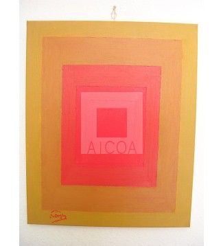 Cuadrado rojo al ocre amarillento