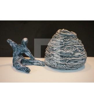 2 PIEZAS HOMBRE Y ENVASE FILIGRANA AZUL
