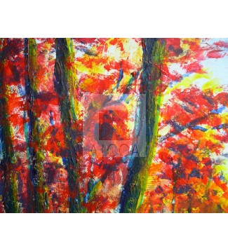 Paisaje en rojo con arroyo